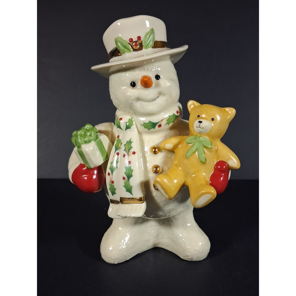 LENOX Snowman Holiday 6.3" Figurine Collectible Teddy Bear 2018 Excellent
